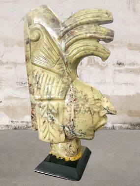 Central American Mayan Aztec Warrior Chief Stone Carved Bust sculpture Approx 7"